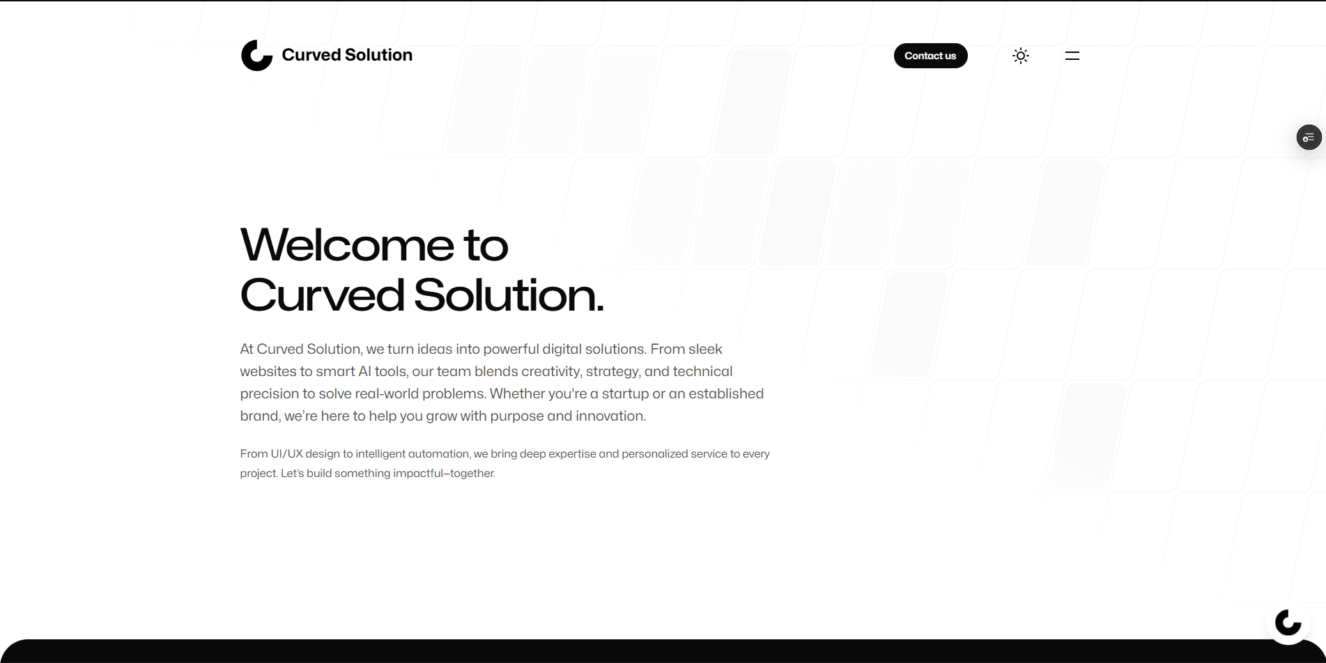 Curved Solution Minimal Light Concept homepage