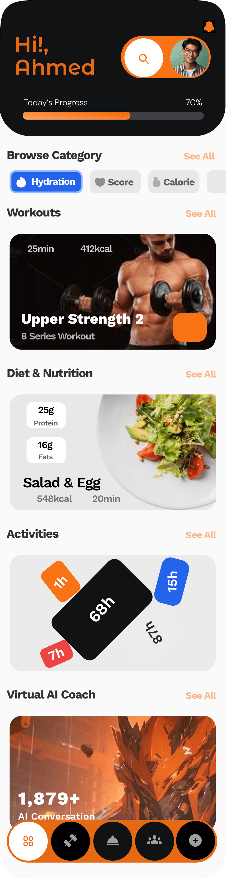 FitVerse primary mobile screen