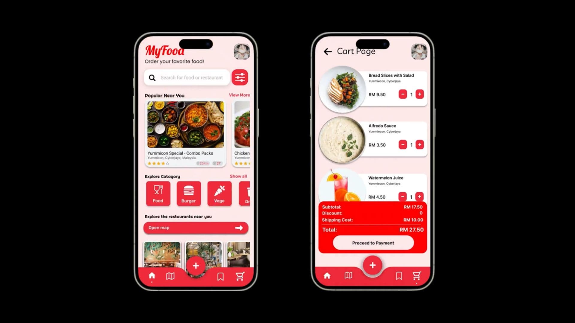 MyFood Food delivery app concept project by Curved Solution