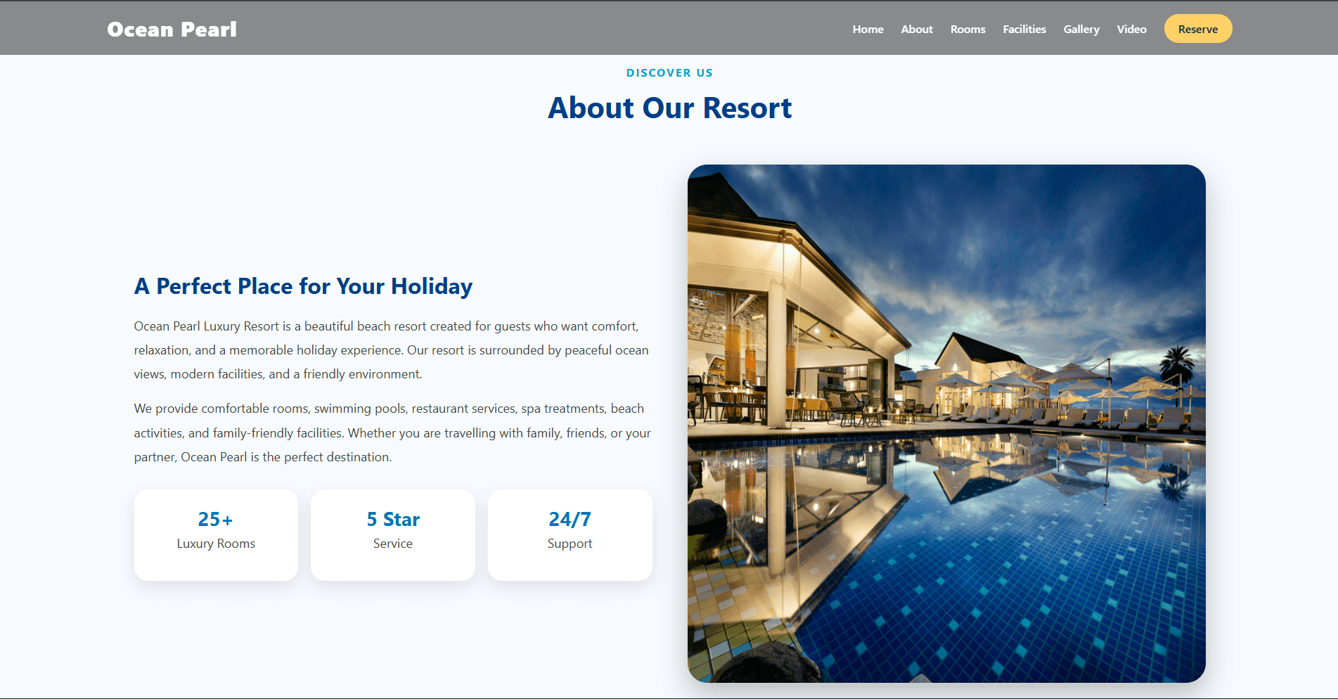 Ocean Pearl Resort website preview