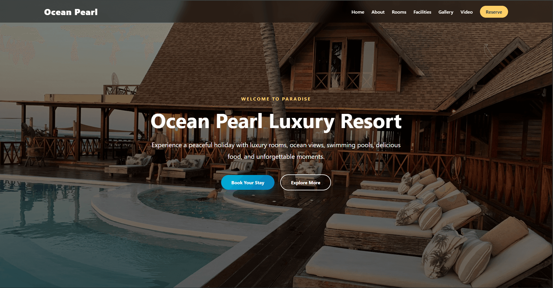 Ocean Pearl Resort website preview